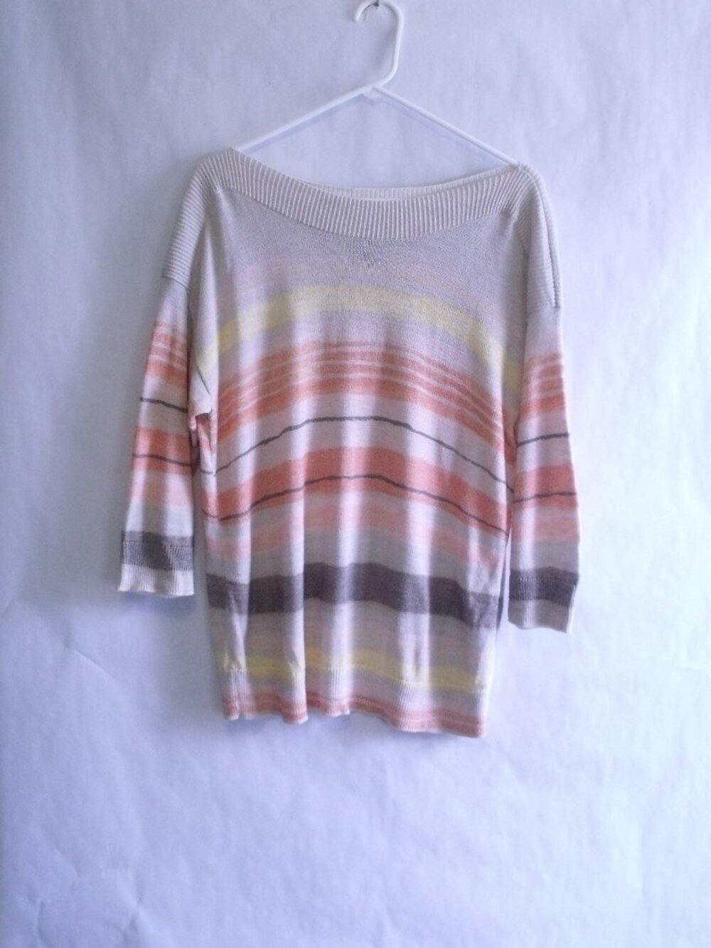 Chico's Striped Ribbed Boatneck Sweater